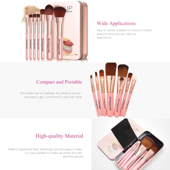 BIOAQUA 7 Pcs Makeup Brush Set - Pink Elephant - SHOPPE.LK