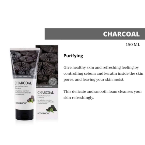 FOODAHOLIC Korea Charcoal Daily Purifying Cleansing Foam - 180ML - SHOPPE.LK