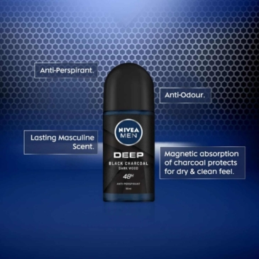 NIVEA MEN Deep Black Charcoal Dark Wood Deodorant 50ml - SHOPPE.LK