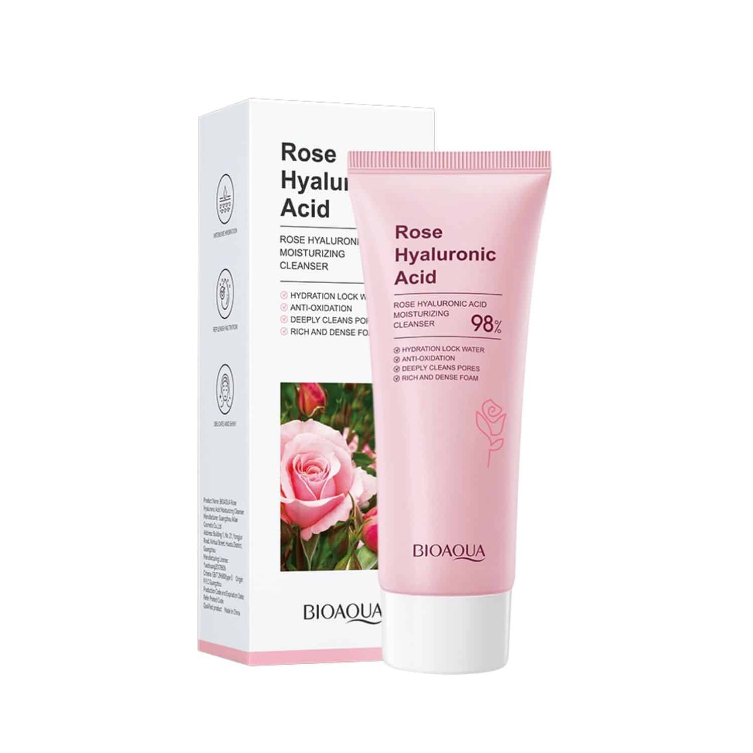 BIOAQUA Rose Hyaluronic Acid Face Wash Cleanser Deeply Cleanses and