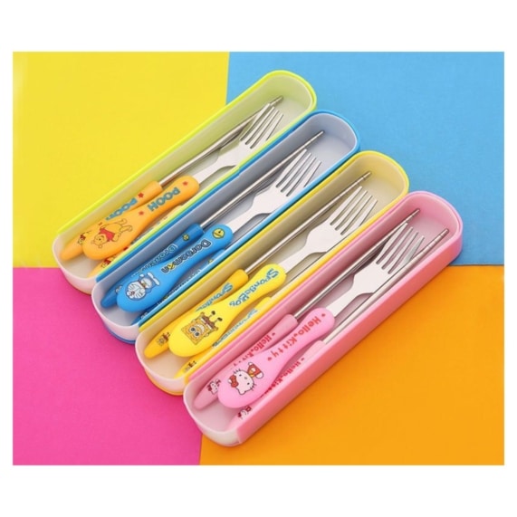 Kids Cutlery Set | Stainless Steel Spoon, Fork, and Chopsticks - SHOPPE.LK