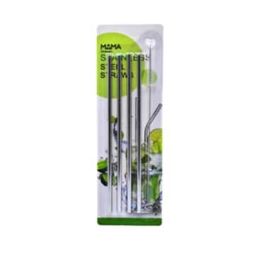 Stainless Steel Straw Set with Cleaning Brush - 5 in 1 - SHOPPE.LK