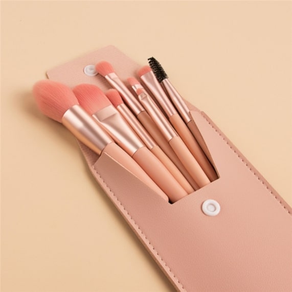 8Pcs Pastel Makeup Brush Set With Pouch - SHOPPE.LK