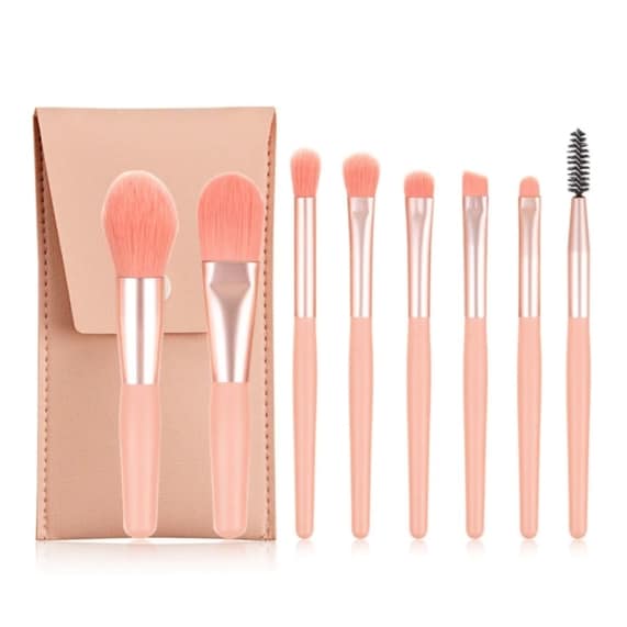 8Pcs Pastel Makeup Brush Set With Pouch - SHOPPE.LK