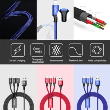 3 in 1 Charging Cable - Charge Multiple Devices Simultaneously - SHOPPE.LK