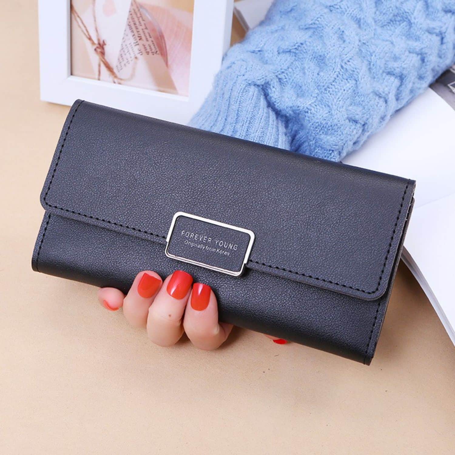 Forever Young Wallet Women Long PU Standard Wallets 2022 New Retro Female  Smooth Zipper Purse Lady Wrist Bag Card Pockets | Hobo Wallet On Sale