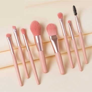 Travel Size Makeup Brush Set - 8 Essential Brushes for Flawless Application - Image 2