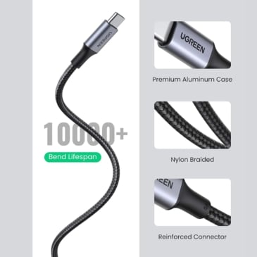 UGREEN USB Type-C to USB Type-C Braided Cable with Aluminum Case 1M - SHOPPE.LK