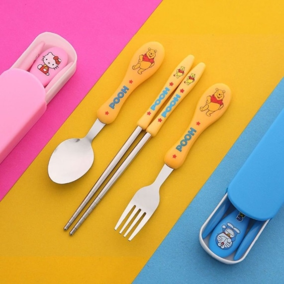 Kids Cutlery Set | Stainless Steel Spoon, Fork, and Chopsticks - SHOPPE.LK