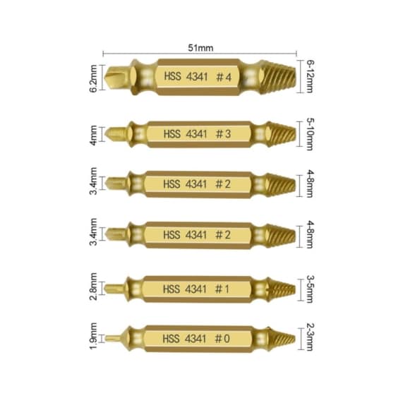 High-Quality Damaged Screw Extractor Drill Bit Set - 6pcs - SHOPPE.LK