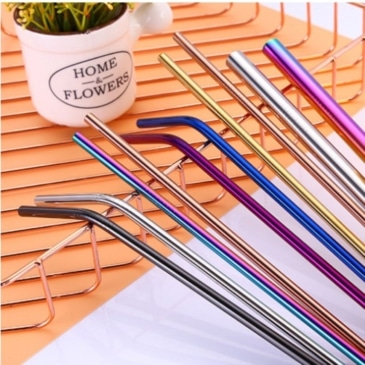 Premium Colour Metal Drinking Straws - Set of 5 - SHOPPE.LK