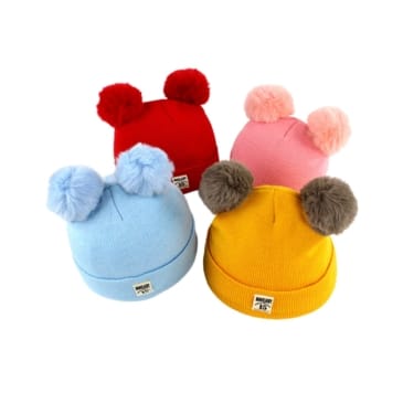 Cute Knitted Baby Hat with Pompon for Boys and Girls - SHOPPE.LK