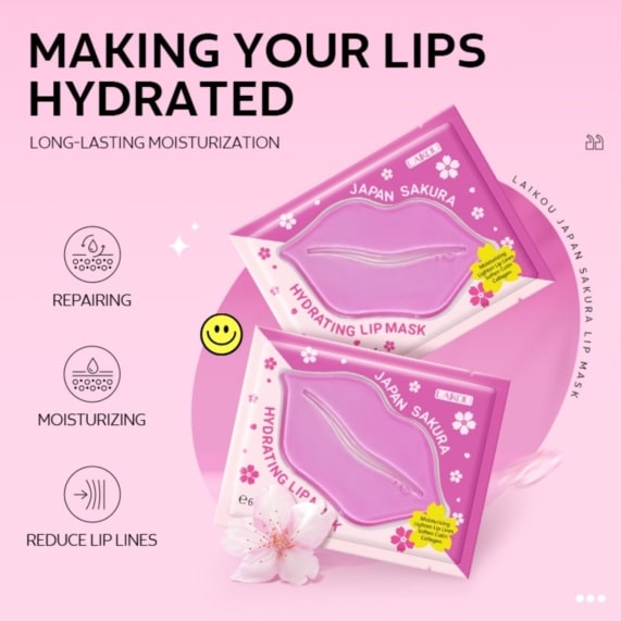 LAIKOU Japan Sakura Hydrating Collagen Lip Mask 5Pcs - SHOPPE.LK