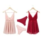 Lace High Waist Deep V Neck Nighties Sleepwear Lingerie Set - Elegant and Comfortable - SHOPPE.LK