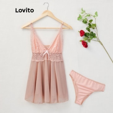 Lace High Waist Deep V Neck Nighties Sleepwear Lingerie Set - Elegant and Comfortable - Image 3