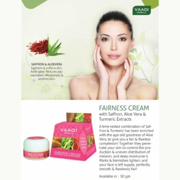 VAADI Fairness Saffron Cream with Aloe Vera & Turmeric Extract Lightens Marks & Blemishes 30g - SHOPPE.LK