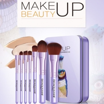 BIOAQUA Makeup Brush Kit - 7 Pcs Purple Peacock Set - SHOPPE.LK