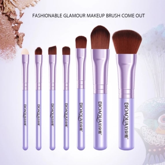 BIOAQUA Makeup Brush Kit - 7 Pcs Purple Peacock Set - SHOPPE.LK