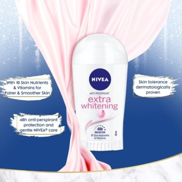 NIVEA Anti-Perspirant Extra Whitening Deodorant 40ml - Image 2