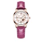 ZUNPAI Fashionable Quartz Ladies Watch with Leather Strap - Waterproof - SHOPPE.LK