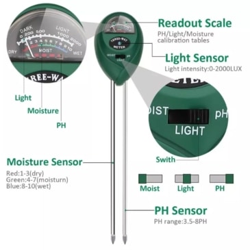 3-in-1 Soil Tester with Moisture, pH, and Light sensor - SHOPPE.LK