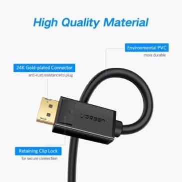 UGREEN 1Meter 4K DisplayPort to DisplayPort Cable Gold Plated 1.2 Version Audio Video Cable - SHOPPE.LK