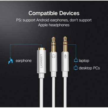 UGREEN 3.5mm Female to 2 Male Headphone Mic Audio Y Splitter Cable with Aluminum alloycase - SHOPPE.LK