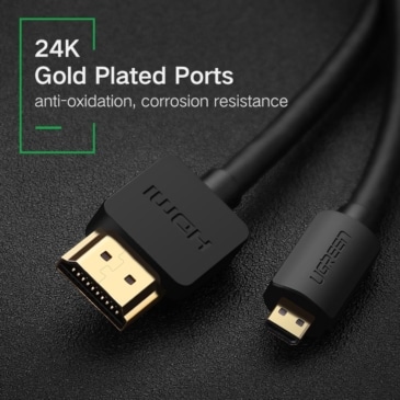 UGREEN Micro HDMI to HDMI Cable with Ethernet Gold Plated Support 3D & 4K Resolution (1M) - Image 2