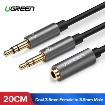 UGREEN 3.5mm Female to 2 Male Headphone Mic Audio Y Splitter Cable with Aluminum alloycase - SHOPPE.LK