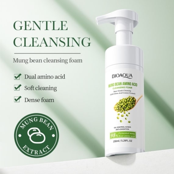 BIOAQUA Mung Bean Amino Acid Cleansing Foam for Oil Control - 150ml - SHOPPE.LK