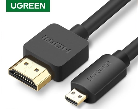 UGREEN Micro HDMI to HDMI Cable with Ethernet Gold Plated Support 3D & 4K Resolution (1M) - SHOPPE.LK