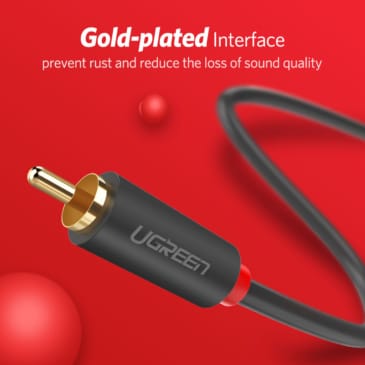 UGREEN 2RCA to 2 RCA Male to Male Audio Cable Gold-Plated RCA Audio Cable (1M) - Image 2