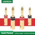 UGREEN 2Pair/4Pack 24K Gold-Plated Banana Plug Connector Corrosion-Resistant Banana Connector - SHOPPE.LK