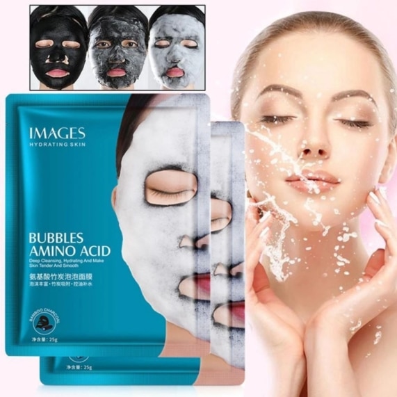 Deep Cleansing Facial Mask - Bubbles Amino Acid Bamboo Charcoal - 4pcs - SHOPPE.LK