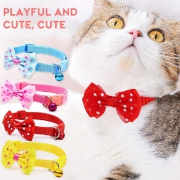 Stylish Cat Collar with Ribbon and Bell - Image 2