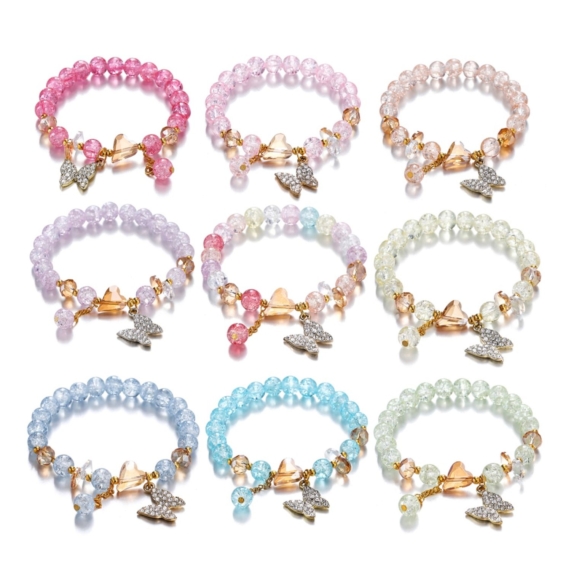 ST.KUNKKA Stunning Crystal Butterfly Popcorn Bracelet for Women - SHOPPE.LK