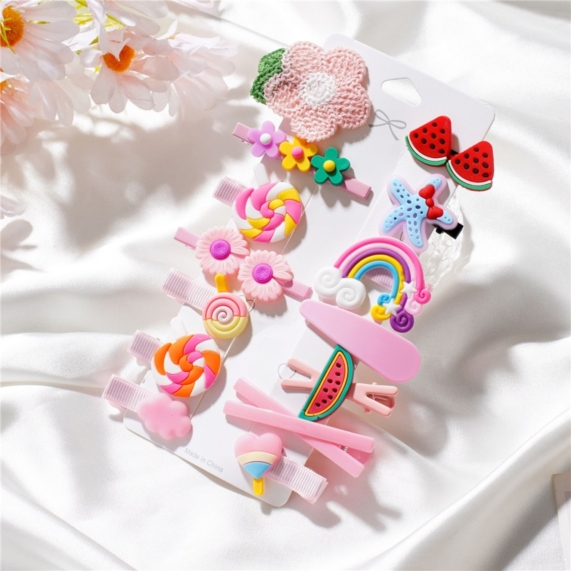 ST.KUNKKA Cute Fashion Hair Clip Set for Children - 14Pcs - SHOPPE.LK