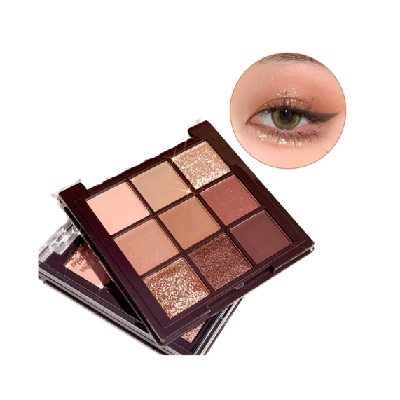 LEIXINA 9-Color Eyeshadow Palette - Pearlescent Matte Coffee Earth for Stunning Depth - SHOPPE.LK