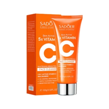 SADOER Vitamin C Brightening Face Cleanser 100g - Niacinamide Infused for Oil Control and Refreshing Cleanliness