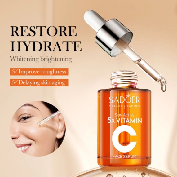 SADOER Vitamin C Brightening Face Serum 30ml - Multi Effect Antioxidant Essence - SHOPPE.LK