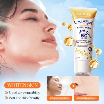 SADOER Collagen Sunscreen SPF 50+ 40g – Lightweight, Hydrating & Anti-Aging Formula 6 SADOER Collagen Sunscreen SPF 50+ 40g – Lightweight, Hydrating & Anti-Aging Formula - Image 3