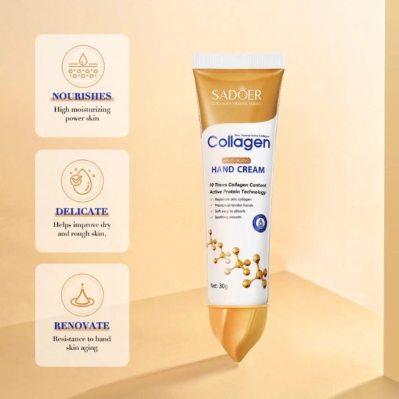 SADOER Collagen Hand Cream 30g - Moisturizing & Anti-Aging 2 SADOER Collagen Hand Cream 30g - Moisturizing & Anti-Aging - SHOPPE.LK